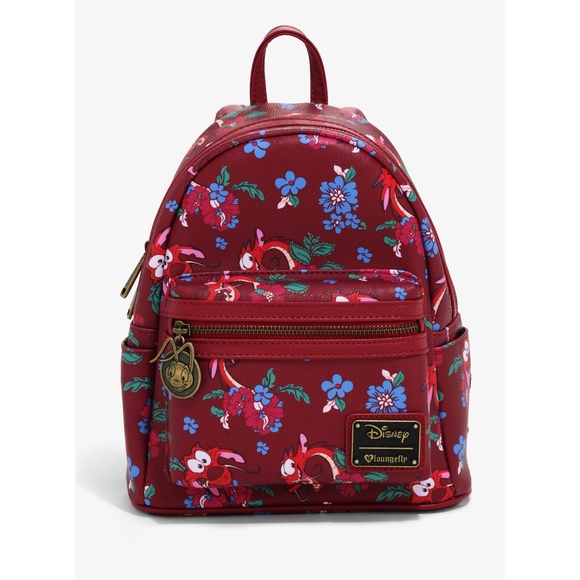 Loungefly x Disney Mulan Mushu and Crikee Flower Nylon AOP Backpack Loungefly x Disney Mulan Mushu and Crikee Flower Nylon AOP Backpack